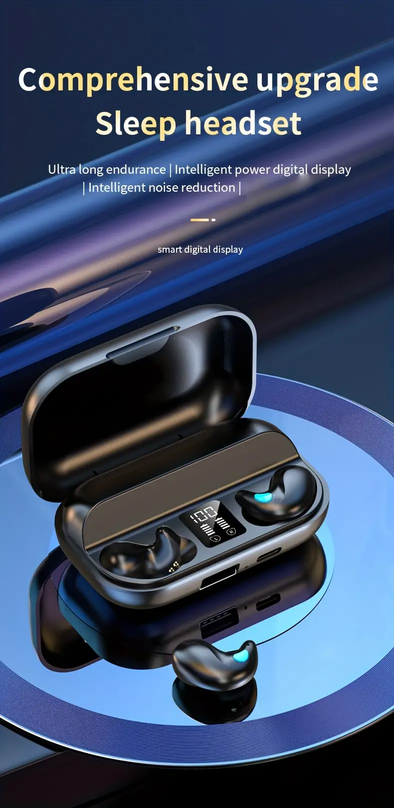 Invisible Earbuds Bluetooth Wireless Headphones with Charging Case Black Chipset - Image 6