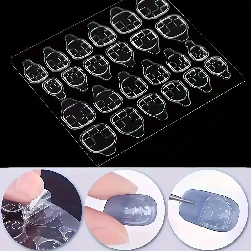 240 Pcs Thin Breathable Adhesive Tabs Fake Nail Glue Sticker 10 Sheets Super Sticky Double Sided Tips (Germany Jelly Gel) Flexible for Acrylic False Nails Manicure Tape (240 Pcs) - Image 2