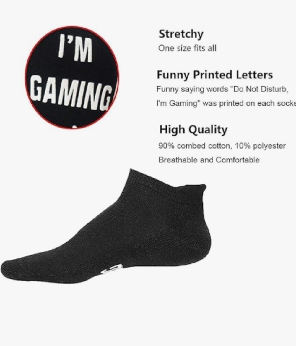1 Pair Spring/Autumn Luminous Game Mid-Calf Socks with the words "I'm Playing Games, Please Do Not Disturb" Soft and Elastic, Hand Wash Only, Suitable for Men and Women - Image 2