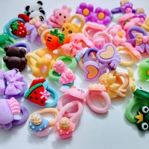 30pcs Girls Cute Cartoon Small Hair Bands Animals Bowknot Flowers Hair Ties Ideal choice for Gifts